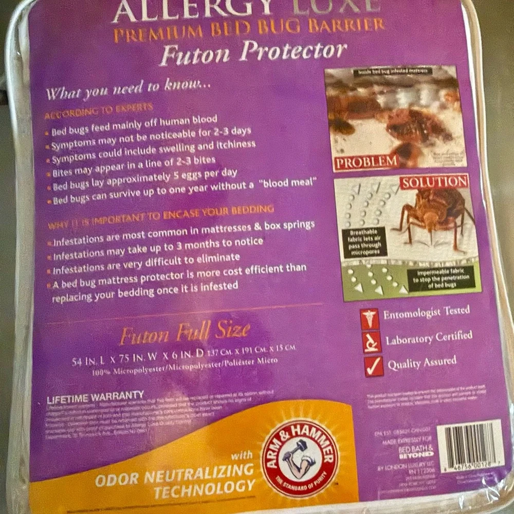 ALLERGYLUX White Futon Protector - Waterproof Bed Bug Barrier